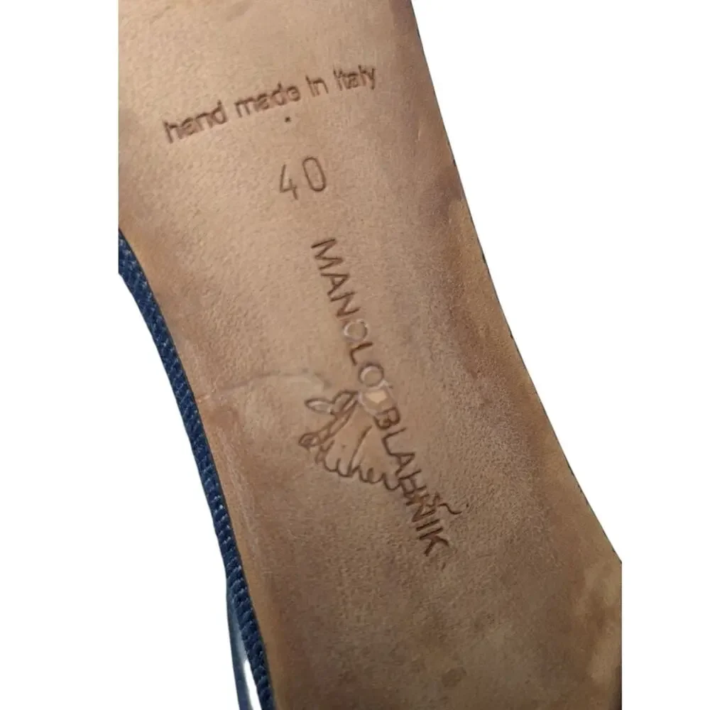 Manolo Blahnik x Rihanna limited edition Rih-Vi strappy crystal sandal denim 40